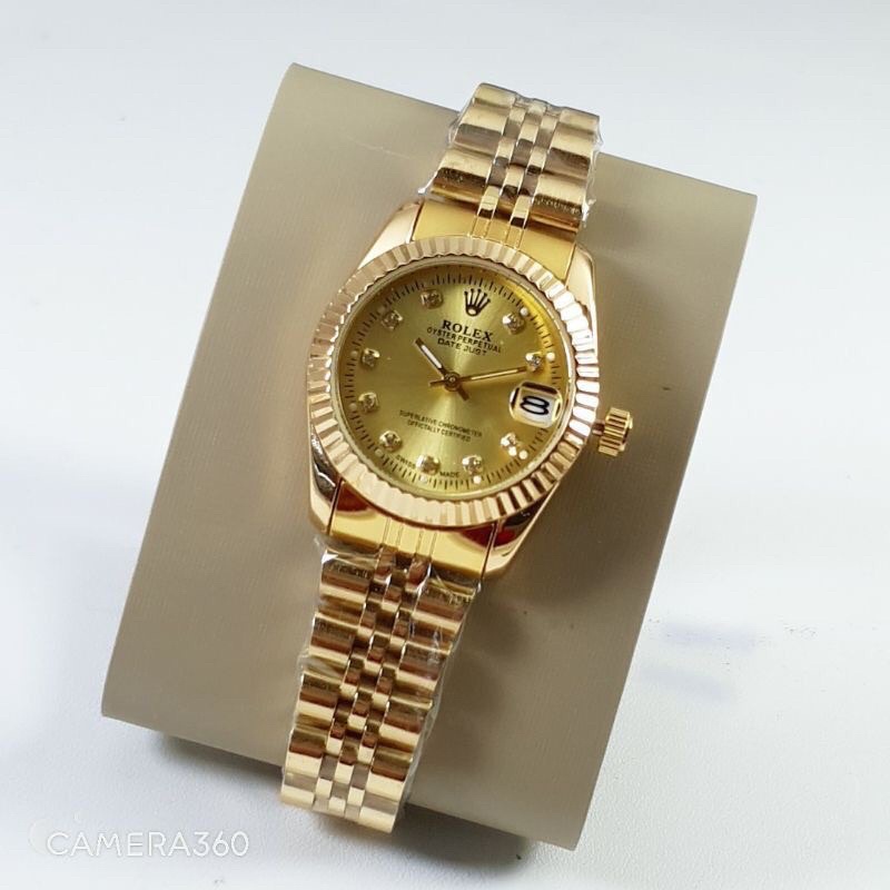 Jam Tangan Wanita Pemium Rolex P716 Rantai Gerigi 2 Varian Tanggal Aktif Free Box Rolex &amp; Baterai