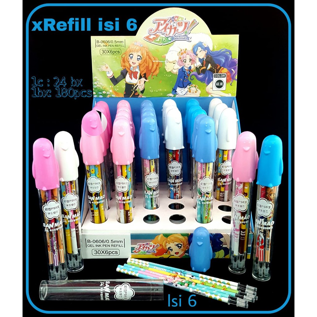 

Isi pen gel sanmao tabung cute penguin isi 6 PC B-0606 (30)