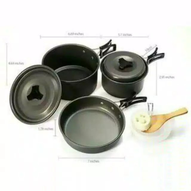 Paket Komplit Cooking Set DS300 &amp; Stove K202 dan Gas Camping Outdoor