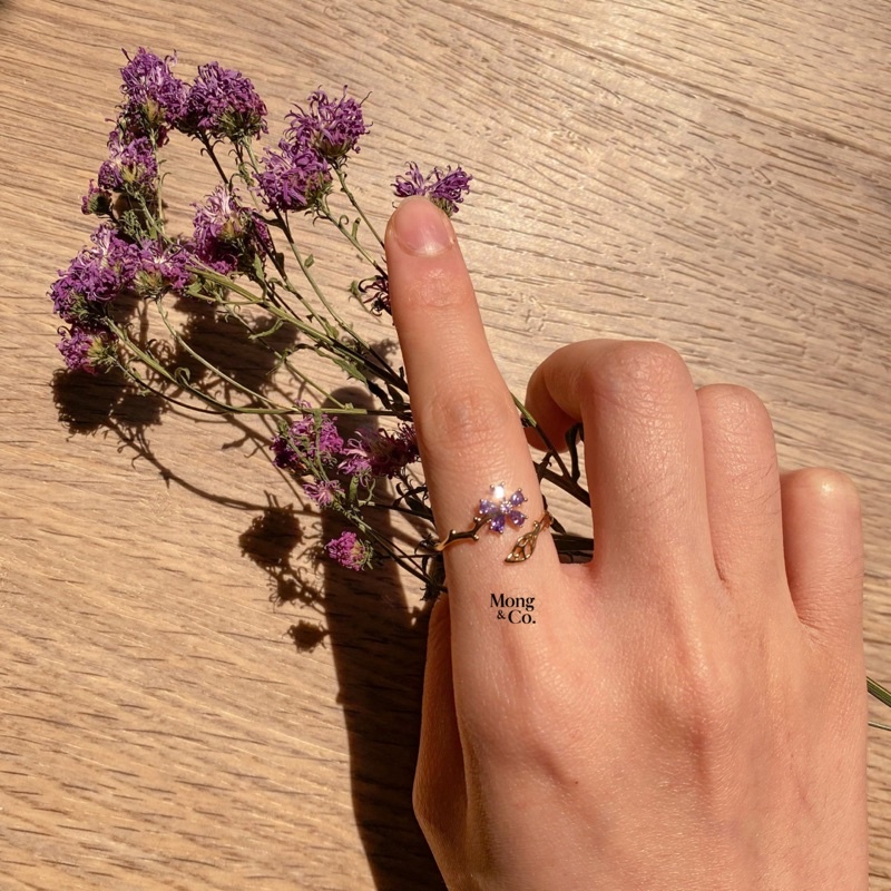 Grosir (SSC) Mong&Co the purple floret Adjustable Open Ring - Cincin Wanita Fashion Korea Ungu