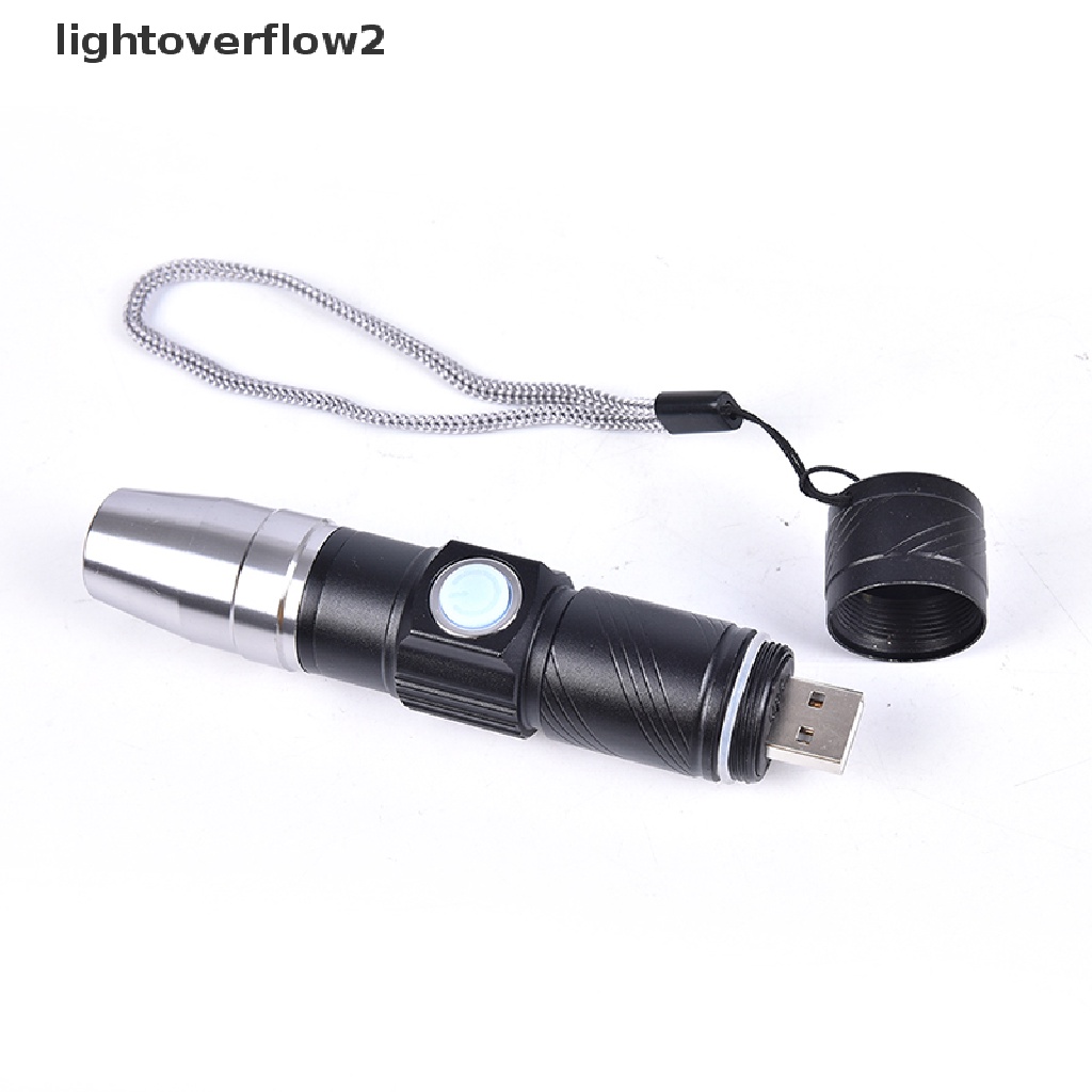 (lightoverflow2) Lampu Senter LED Ultraviolet 3 Mode 365nm Dengan Port Charger USB