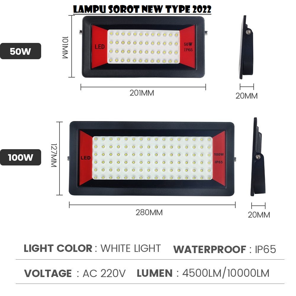 LAMPU SOROT LED 50W 100W - Lampu tembak outdoor LAMPU LED REKRAME / LAMPU SOROT 50watt 100watt