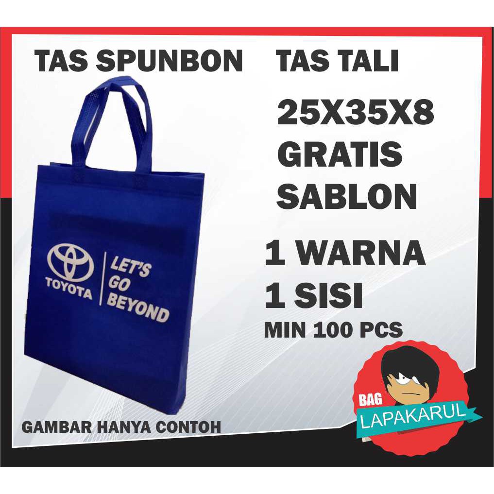 

TAS KAIN SPUNBOND SABLON 25X35X8 HANDLE lipat samping / GOODIE BAG SOUVENIR GRATIS SABLON