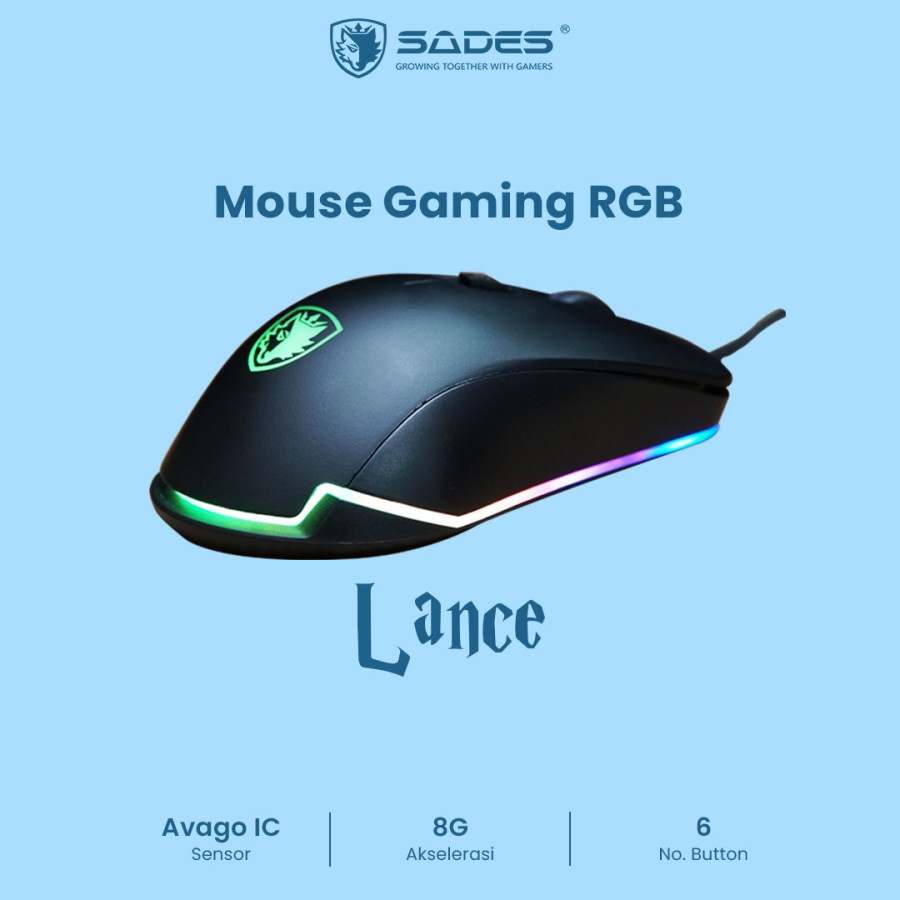 Sades Lance RGB Gaming Mouse Gold Plate ORIGINAL