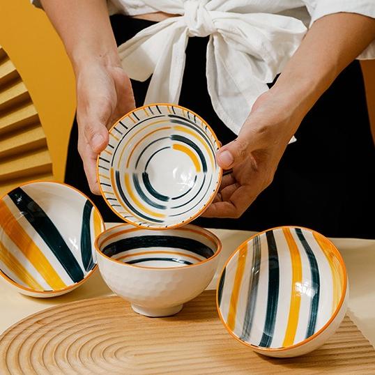 Modern.. 【Harga Terendah】 Mangkok Keramik Set Souvenir Mangkok Set Motif Antik Bahan Keramik Plus Su