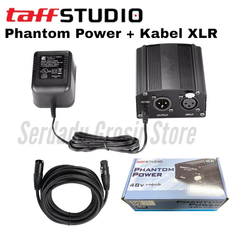 TaffSTUDIO Phantom Power Dengan Kabel XLR Male To Female RU-P48V - Hitamp