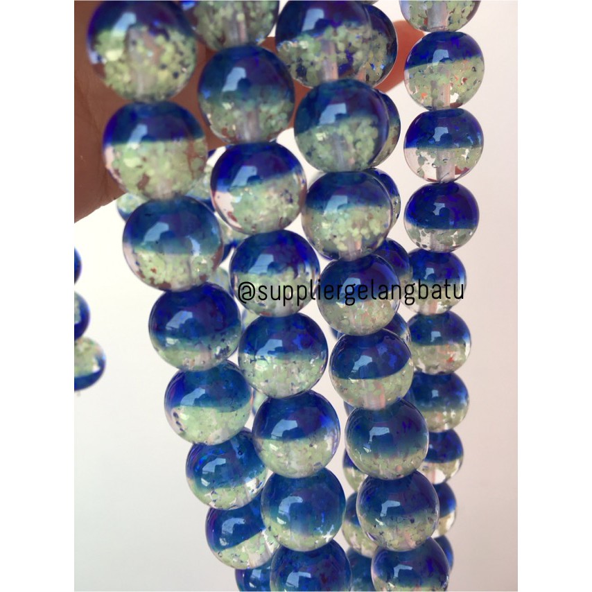 Manik Kristal Biru Tua 12mm Glow In The Dark Fosfor Premium Cantik aksesoris craft beads supplier