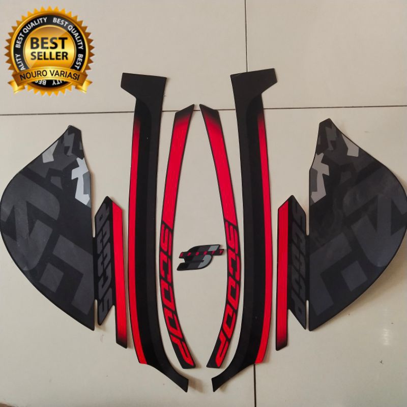stiker striping motor honda scoopy 2021 hitam full list body standar terbaik