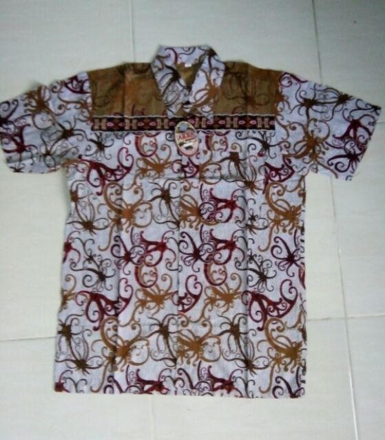 Kemeja Batik Pria Modern Motif Sakura Biru Turkiss