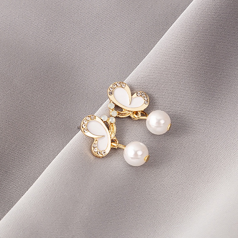 Anting Stud Jarum S925 Silver Aksen Mutiara Berlian Gaya Retro Korea Untuk Wanita