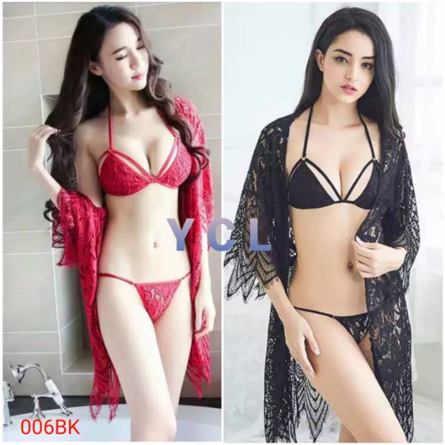 Lingerie Juba + Bra + Gstring blukat sexy / pakaian tidur wanita