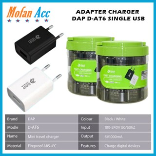 Adapter Charger DAP D-AT6 1A Single USB Adaptor Original Fast Charging Batok Kepala Casan Travel Hp