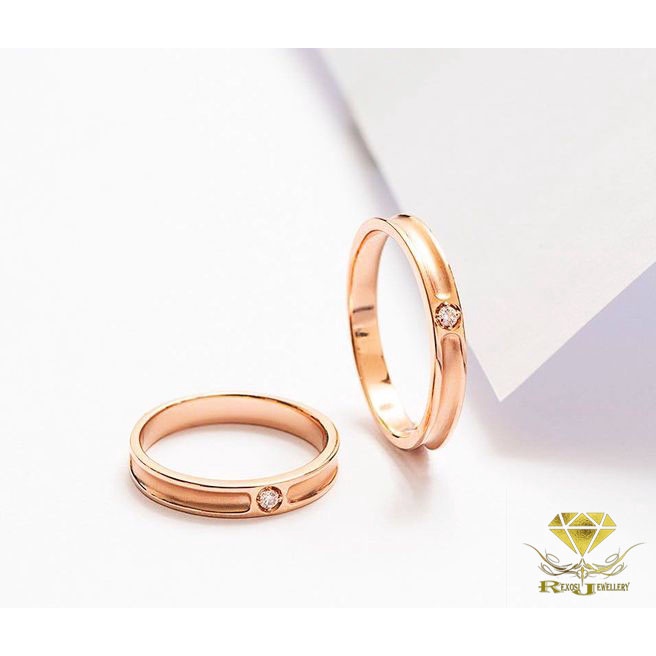 Cincin Couple Emas Berlian Eropa ASLI ORIGINAL Putih Nikah Tunangan Kawin Pernikahan Wedding NKZ37