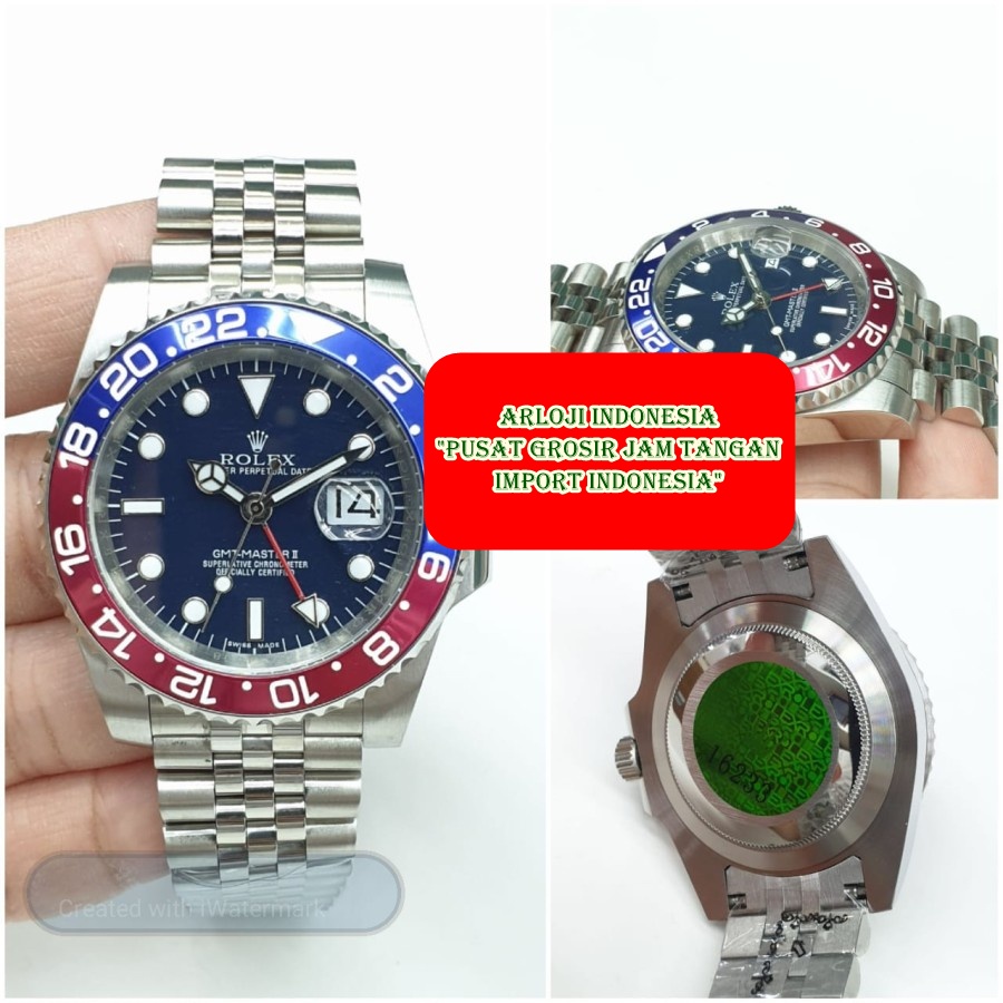 Impor Jam Tangan Pria ROLEX GMT Master II Pepsi Jubilee Garansi 1th