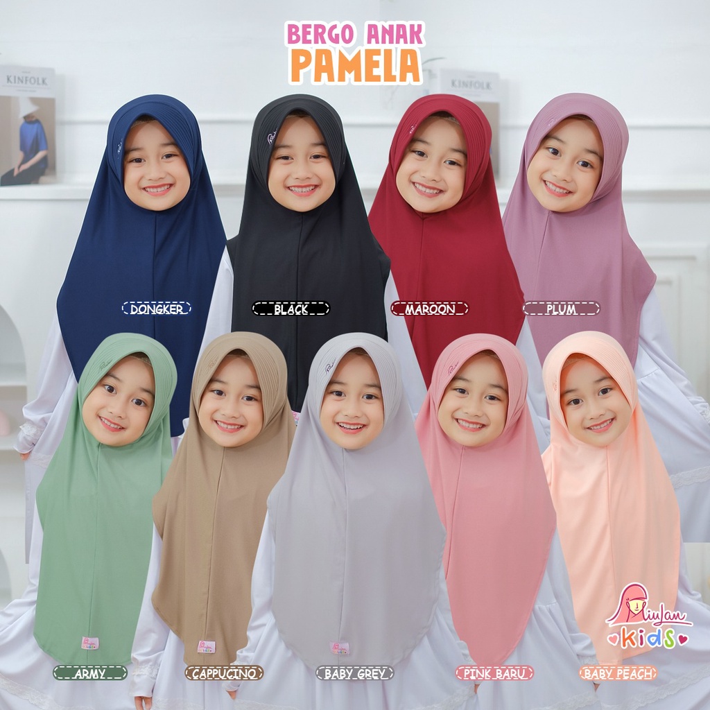 Miulan Kids Hijab Anak PAMELA Kerudung Anak Perempuan SD Bergo Anak Jersey Polos Jilbab Bergo
