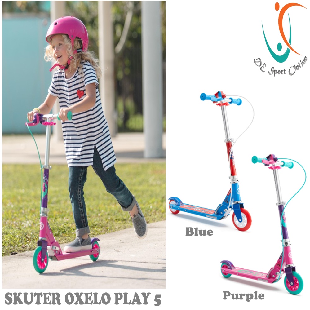 SKUTER ANAK OXELO PLAY 5 PRODUK IMPORT ORIGINAL SCOOTER OXELO WITH BRAKE PURPLE