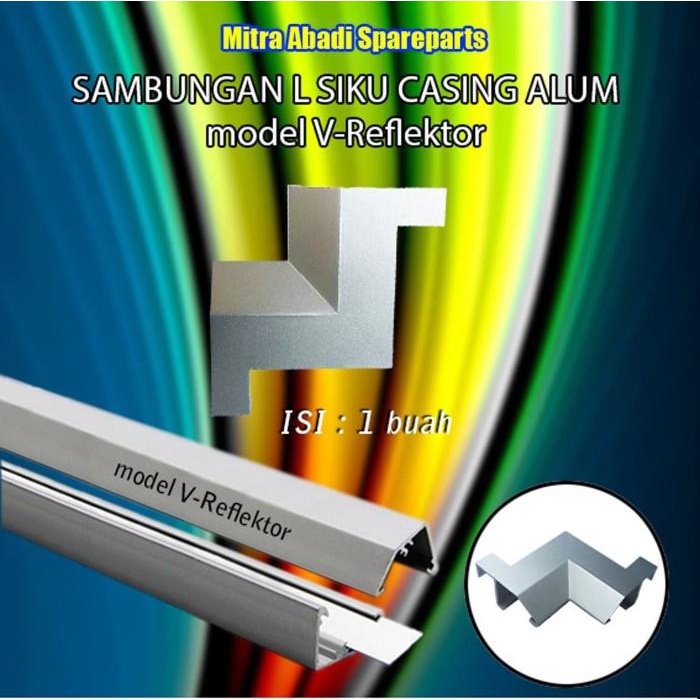 Sambungan Siku L Casing Aluminium Hard Strip LED model V-Reflektor