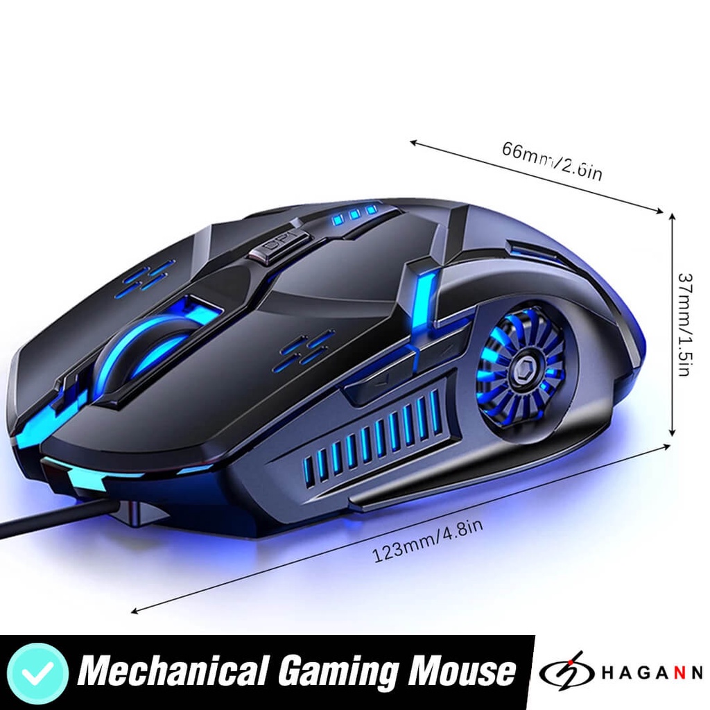 Mouse Gaming Wired Kabel USB Laptop Komputer PC Game RGB LED Murah Unik Ergonomic Up To 3200 DPI