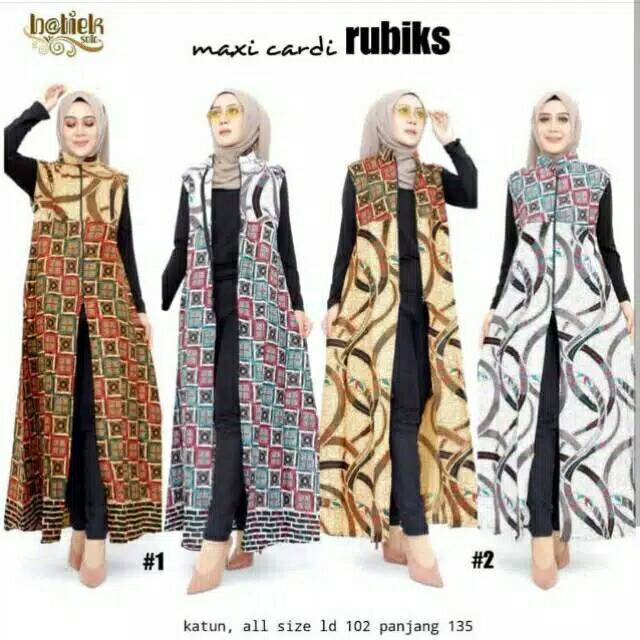 Maxi Cardi Rubiks Kombinasi Batik Outer Longvest Rompi Panjang