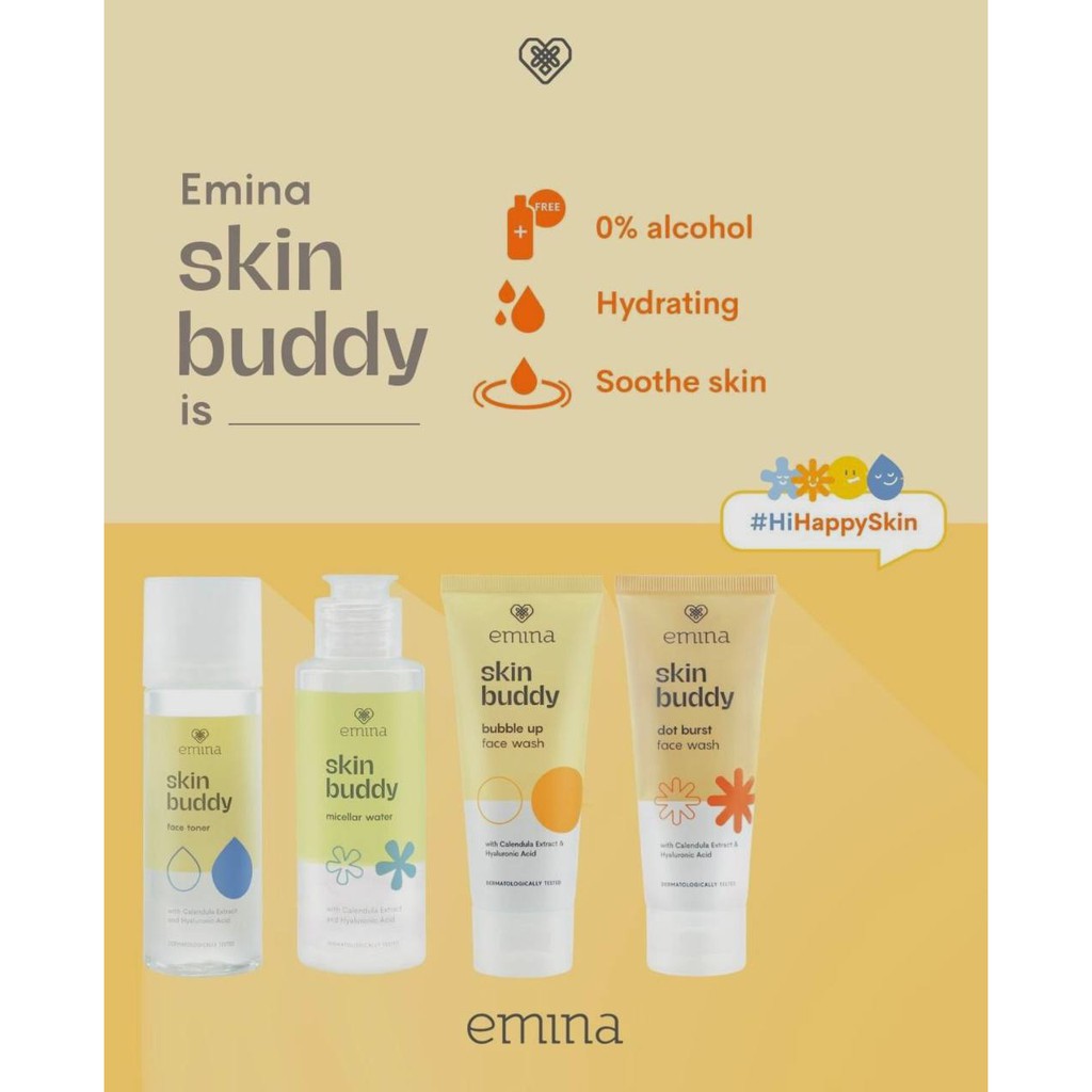 Emina Skin Buddy Face Toner kemasan baru | Double the Moist Face Toner 100ml BPOM