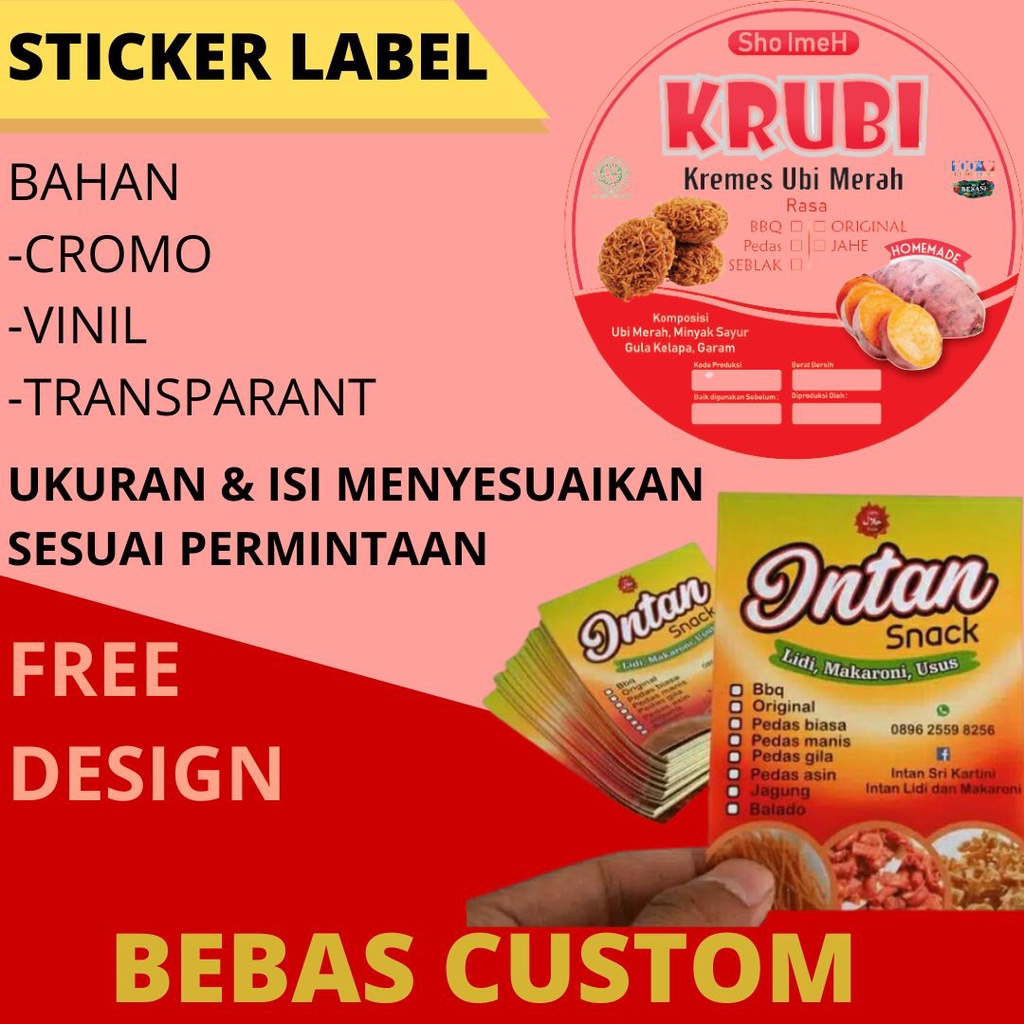 

Label makanan murah Sticker makanan Sticker motor Label kemasan Sticker custom