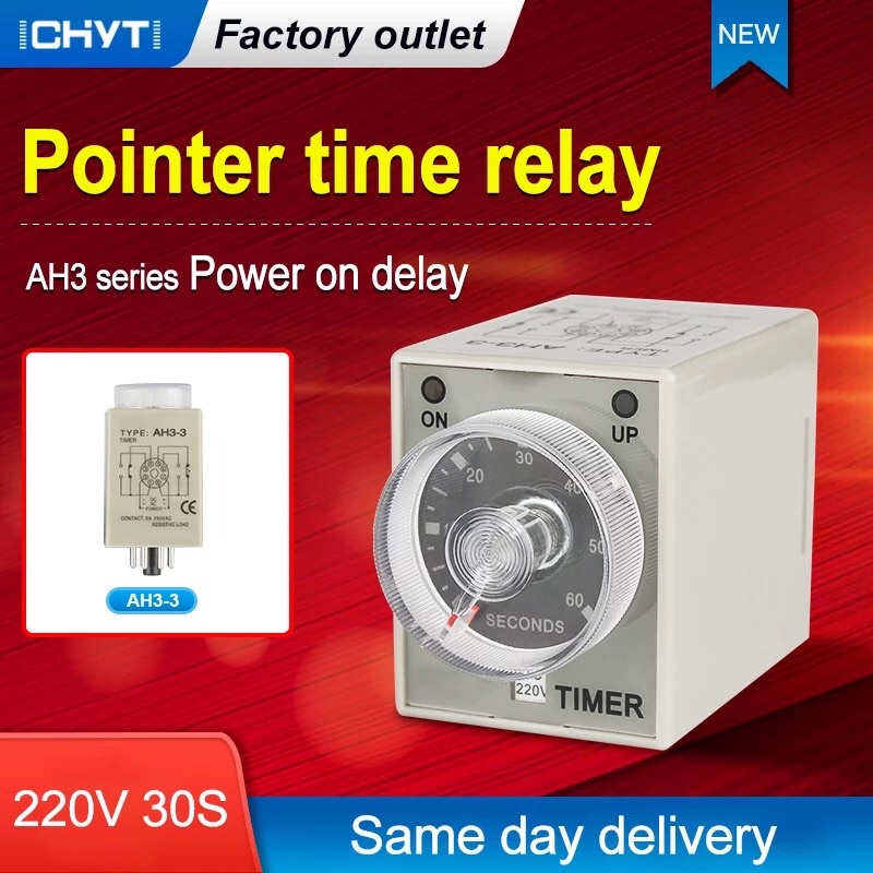 Timer Relay AH3-3 AC 220V Tunda 0 - 30S Soket 8pin PF083A