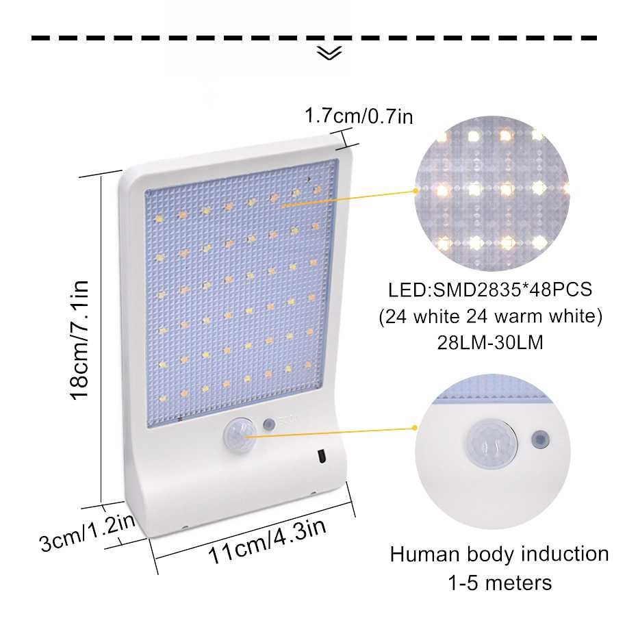 Alloet Lampu Solar Outdoor 48 LED 7 Color Temperature + Remote - 1501B