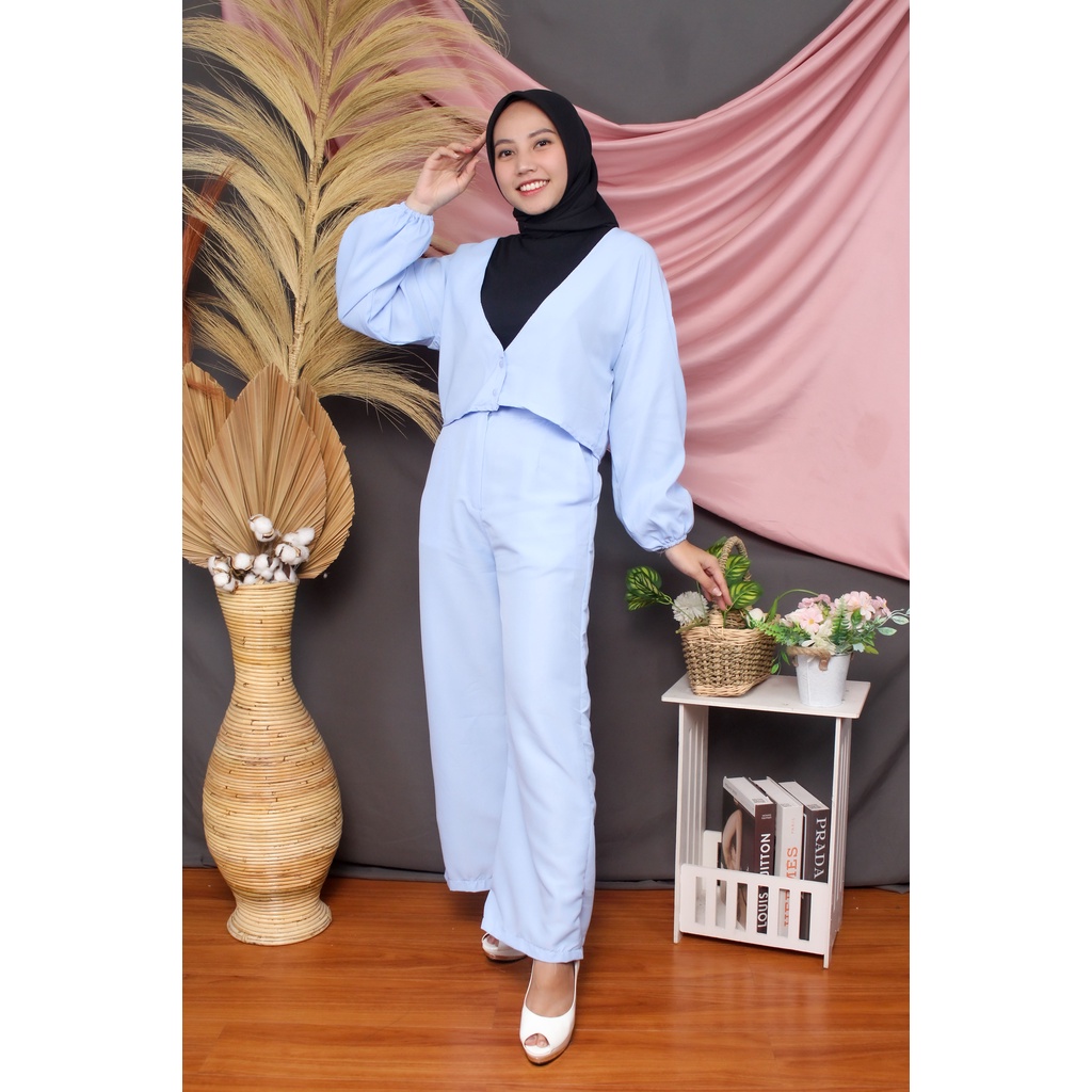 RX Fashion - One Set Hailey / Celana hailey motif / Setelan Wanita Terbaru Berkualitas // Set Korean -BN-1