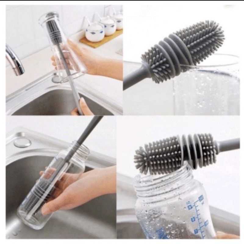 Sikat Botol Gelas Silikon Panjang | Sikat Pembersih Botol Silikon