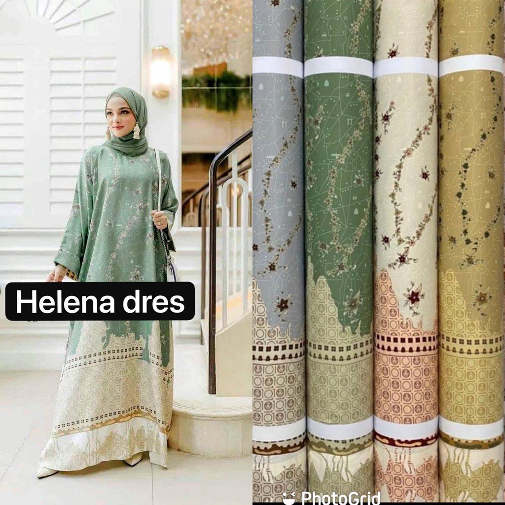 Helena Dress - Gamis Terbaru Maxmara Lux  Premium Dress Wanita Lengan Panjang Maxi Dress Kekinian LD 110 cm