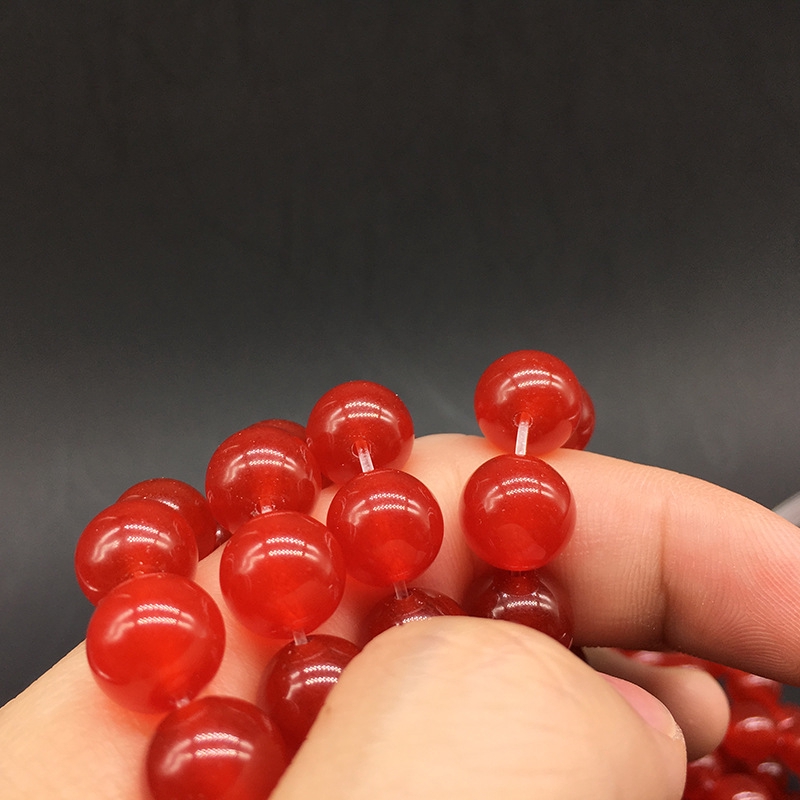 1 Untai Manik-Manik Batu Akik Carnelian Bulat Warna Merah Ukuran 4mm 6mm 8mm 10mm Untuk Membuat Perhiasan