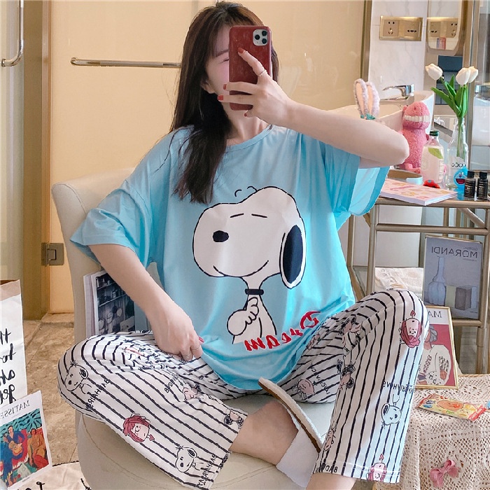 ❤ MIMI ❤ SETELAN BAJU TIDUR PIYAMA IMPORT WANITA KOREA LENGAN PENDEK CELANA PANJANG