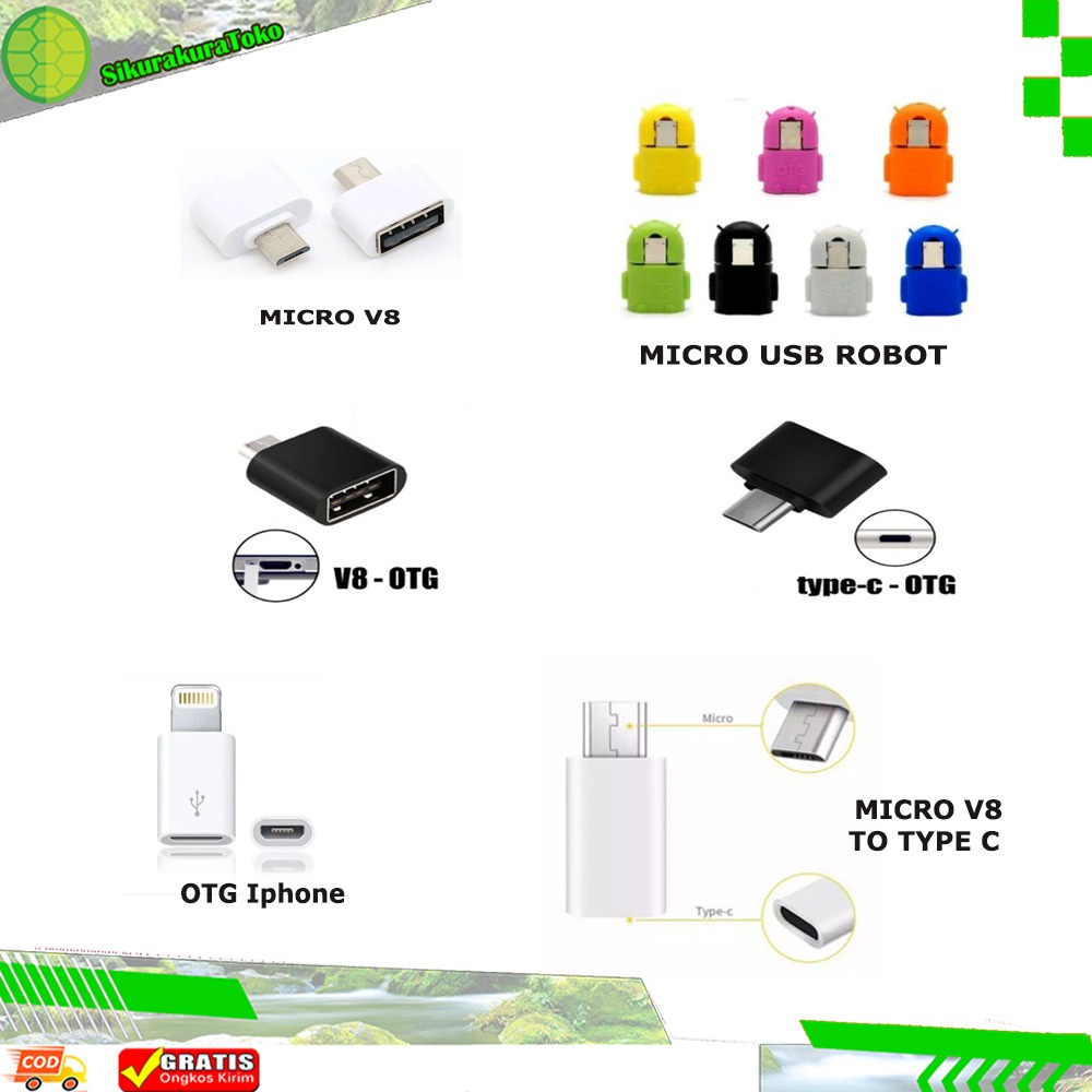 (SKR) OTG Micro usb NON KABEL OTG MICRO V8 TYPE C TYPE-C CONNECTOR GROSIR TERMURAH Tipe C