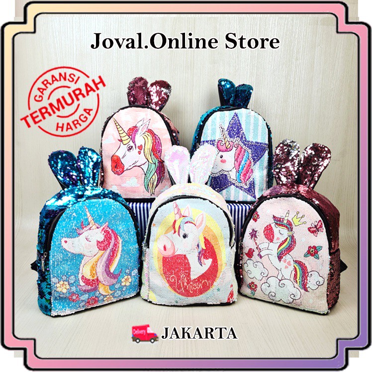  KUALITAS PREMIUM TAS RANSEL ANAK SEQUIN UNICORN USAP 