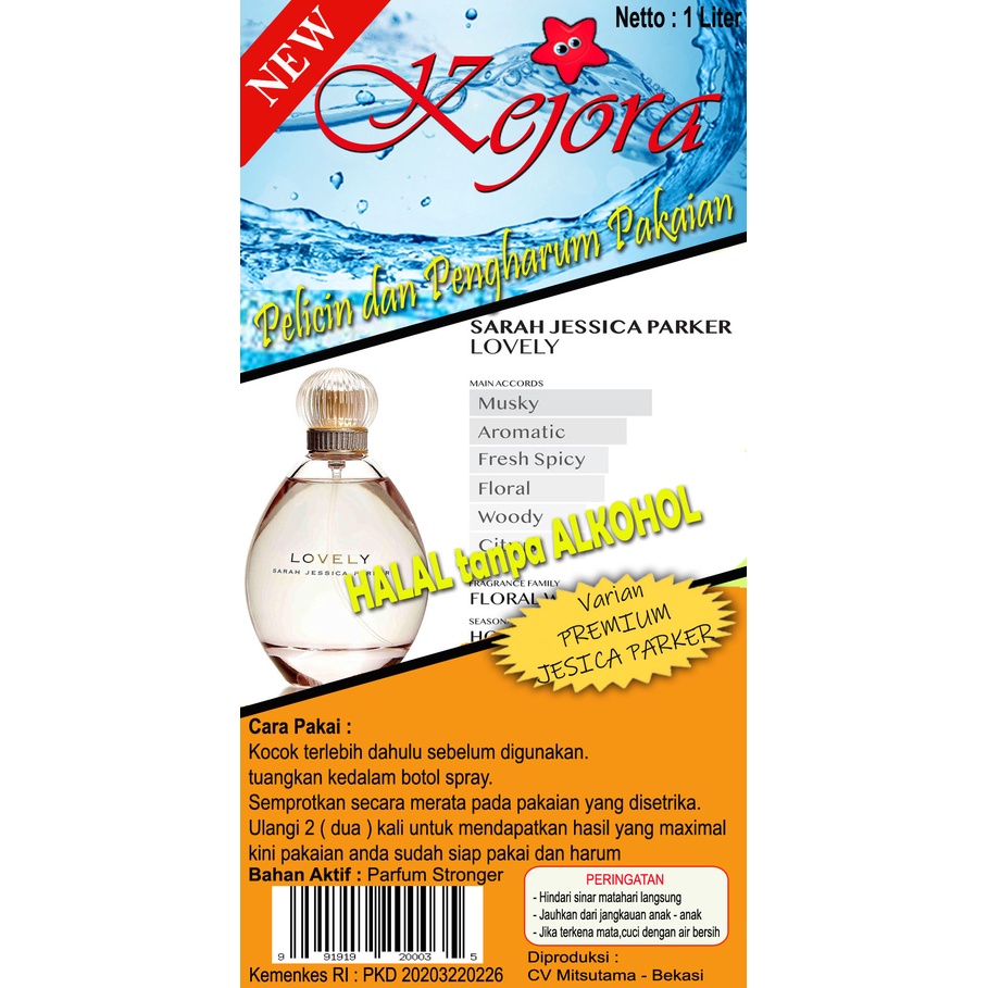 Pelicin dan Pewangi Laundry &quot;KEJORA&quot; 1 Liter - TANPA ALKOHOL - Pelembut Pakaian Banyak Pilihan AROMA