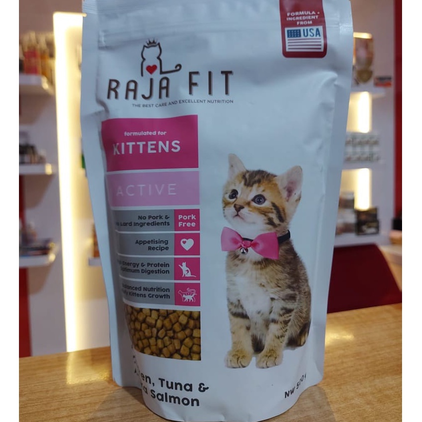 Makanan kucing RAJA FIT kitten active kemasan 500gr