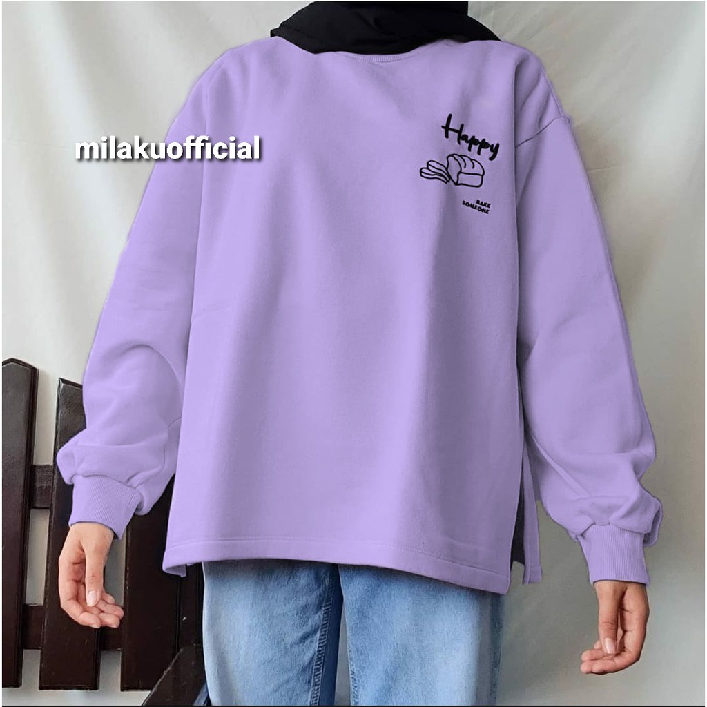 HAPPY SOMEONE SWEATER SWEATSHIRT WANITA CASUAL