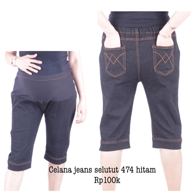 Celana hamil jeans selutut 474 hitam