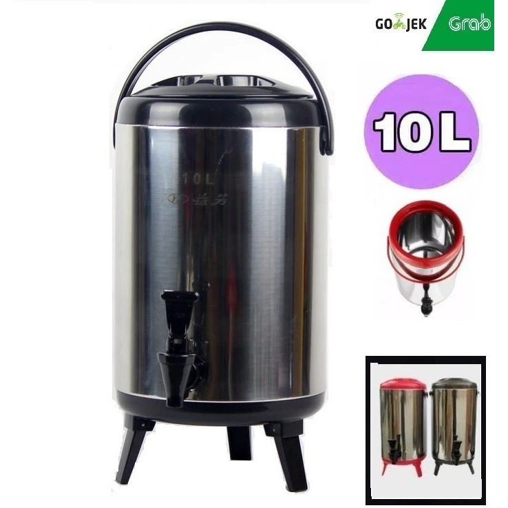 Dispenser 10 Liter stainless Termos air TEH KOPI Tea Bucket
