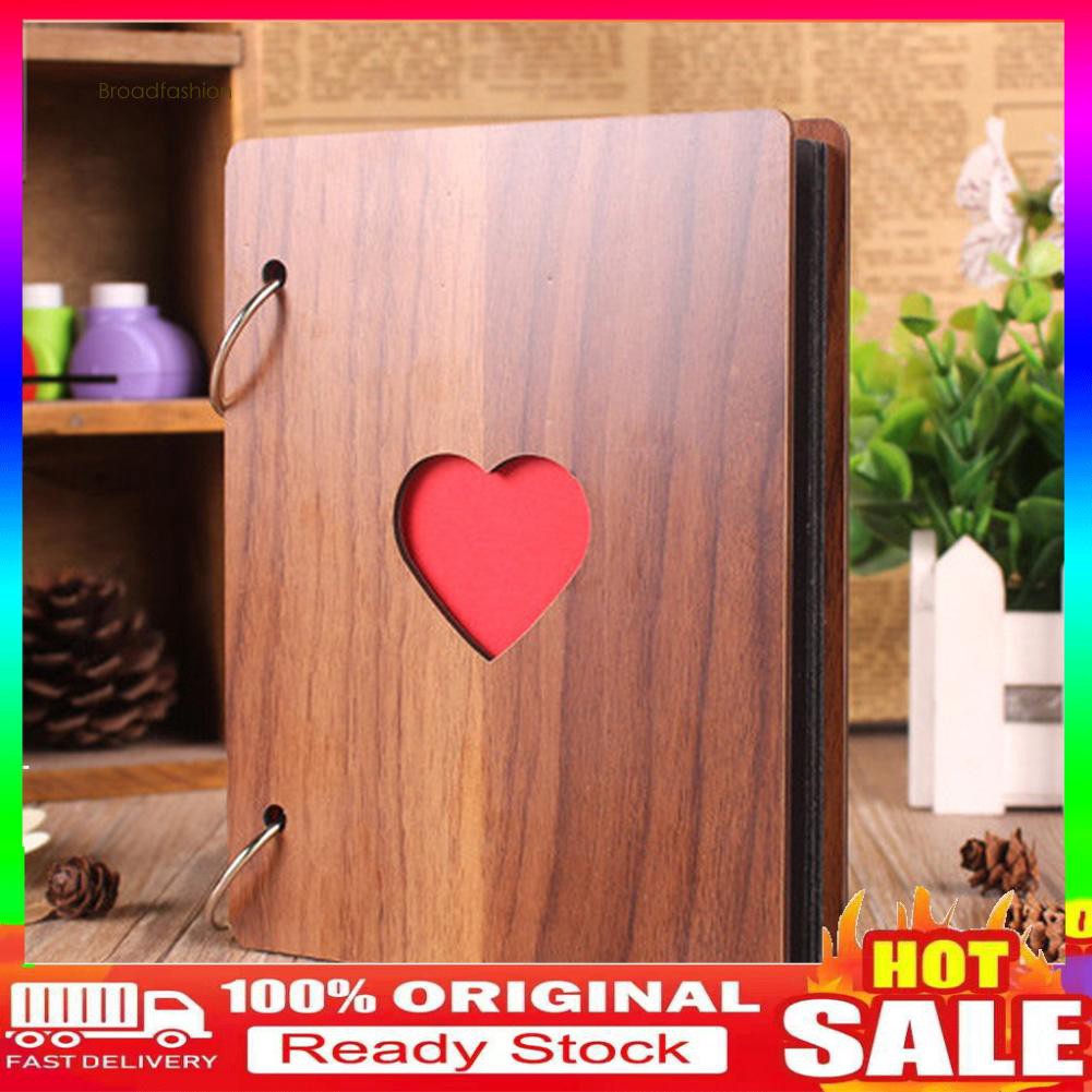 SY SY 6inch Album Foto Bentuk Hati Bahan Kayu
