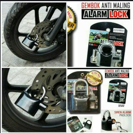 Kunci gembok Alarm padlock getar rumah cakram Ban motor Anti Maling