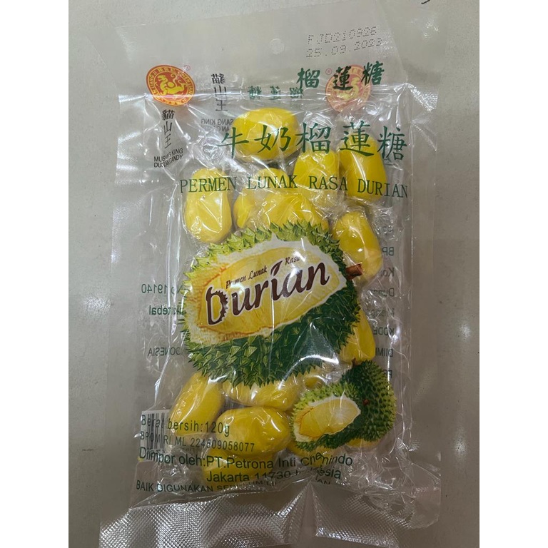 Permen Lunak Rasa Durian Musang King 120g 猫山王牛奶榴莲糖