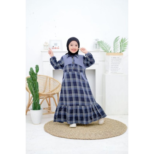 ZAJA - Baju Gamis Anak Polos Kombinas Warna Cantik &amp; Desain Saku Depan / Dress Anak Perempuan Mewah Dan Kasual / Gamis Anak Perempuan Kombinasi Renda / Gamis Polos Anak / Pakaian Muslim Anak Perempuan Kasual / Baju Mengaji Anak Cewek