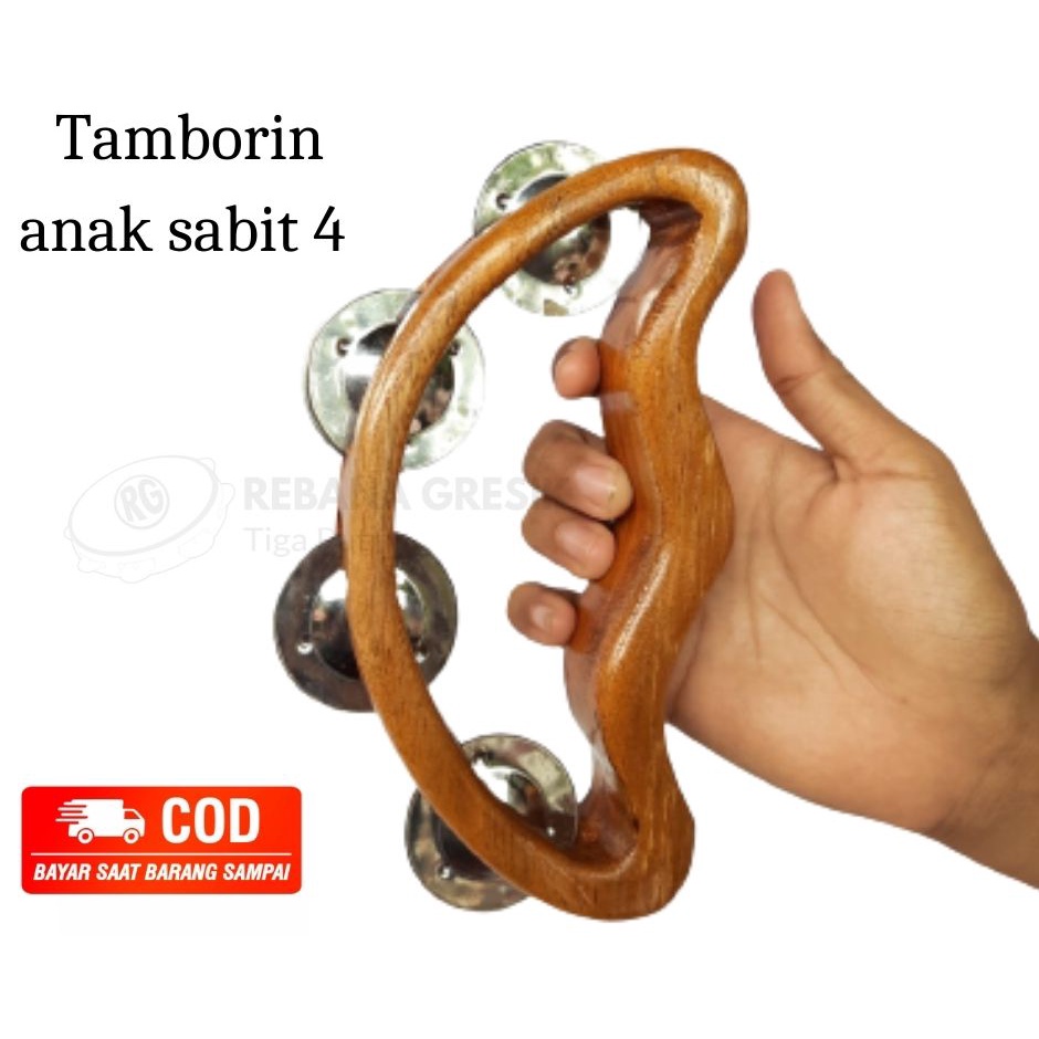 Alat Musik Mainan Anak Tamborin Kecil Kecer Kecrek Icik Icik Bahan Kayu Natural tamborin anak murah