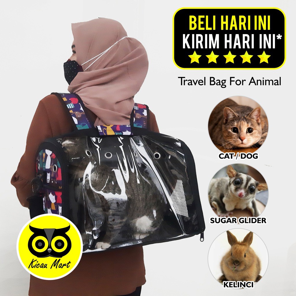 TAS KUCING PET CARGO 3 IN 1 TRANSPARAN TAS RANSEL KUCING ANJING SIZE BESAR PET CARRIER TRAVEL TS3TRF