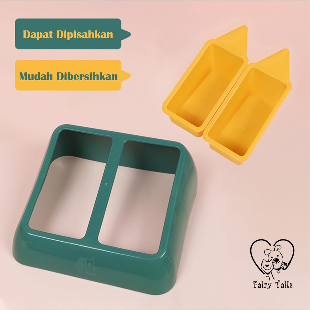 Mangkok Tempat Makan dan Minum Untuk Kucing dan Anjing (Bentuk Crayon) | Double Food Bowl (Crayon Shape)