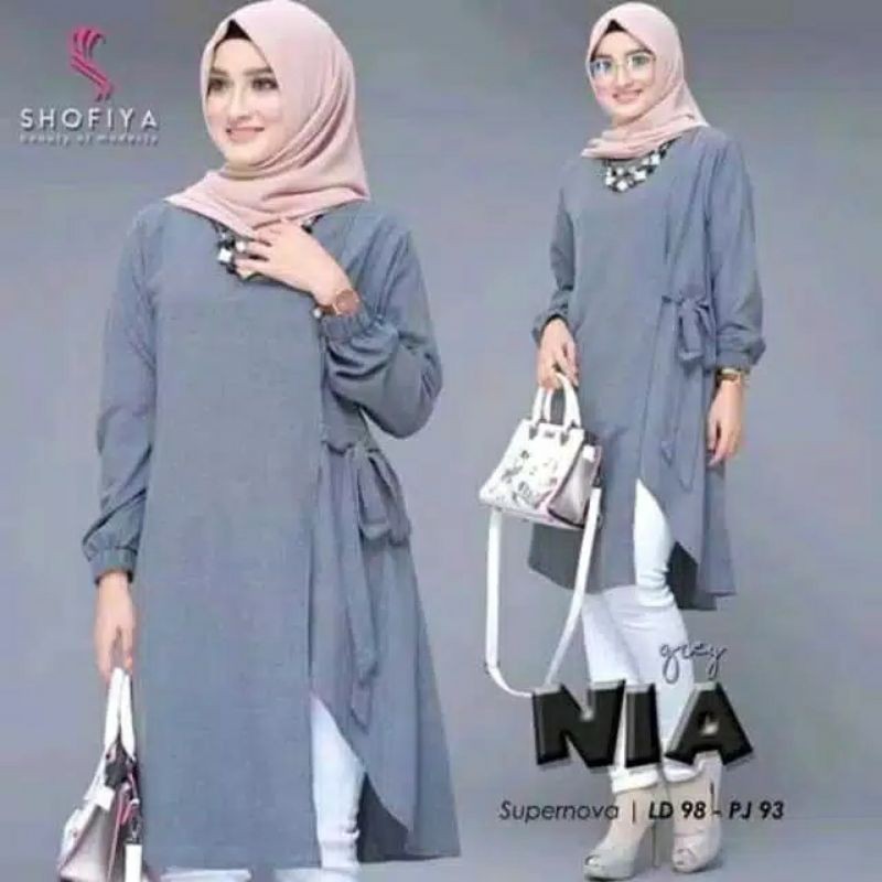 Nia Tunik Katun Super Nova Baju Atasan Muslim Wanita Terbaru Design Kekinian