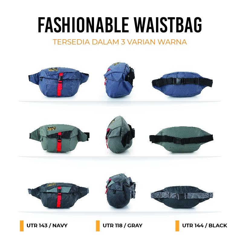 Tas Selempang Pria Waist bag Tas Pinggang Cowok Sling Bag Distro Utaru Original Series Size Sedang Multifungsi