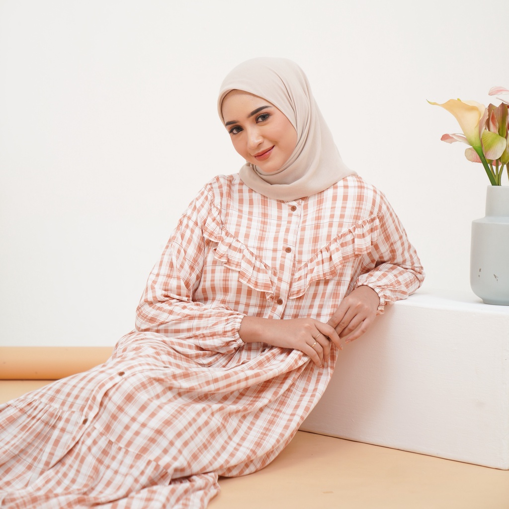 Ayana ankle dress rayon viscose premium midi dress rayon hayya dress looklike haideeorlin hayyah houdstooth khaki hayya gingham vanesza wear mimpi  series