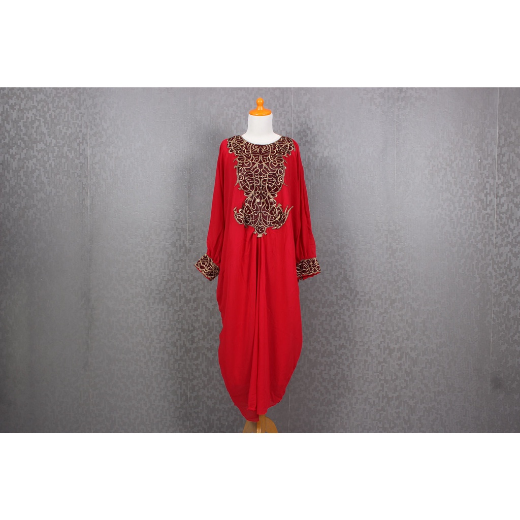 Gamis Pesta One Size Dress Bahan Sifon Bordir Terbaru Lebaran Maxi Murah gamis wanita muslim warna merah